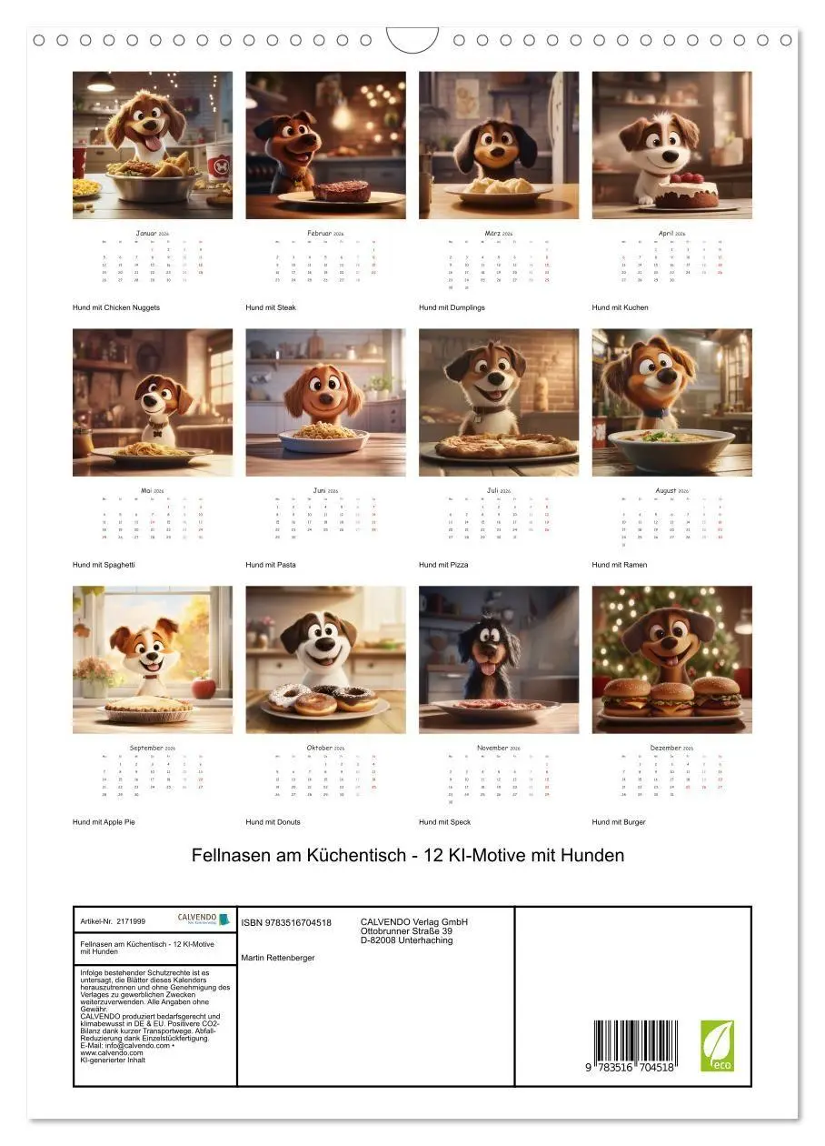 Bild: 9783516704518 | Fellnasen am Küchentisch - 12 KI-Motive mit Hunden (Wandkalender...