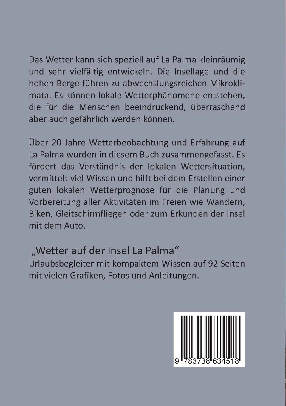 Rückseite: 9783738634518 | Wetter auf der Insel La Palma | Roger P. Frey | Taschenbuch | 92 S.