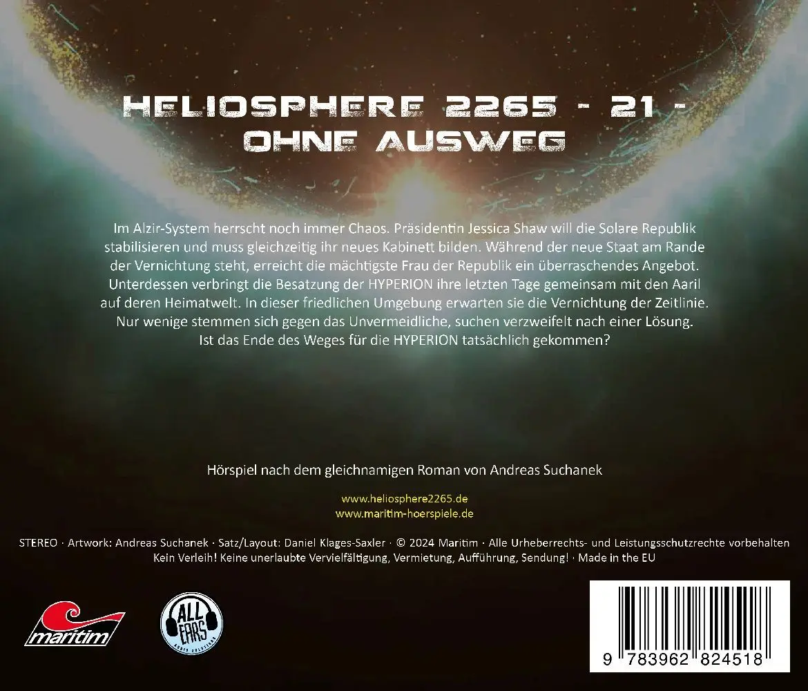 Bild: 9783962824518 | Heliosphere 2265 - Ohne Ausweg, 1 Audio-CD | Andreas Suchanek | CD