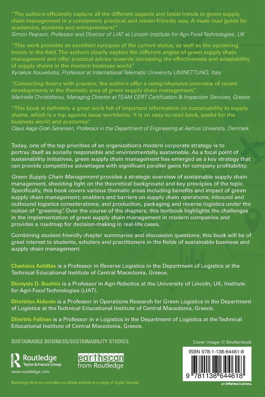 Rückseite: 9781138644618 | Green Supply Chain Management | Charisios Achillas (u. a.) | Buch