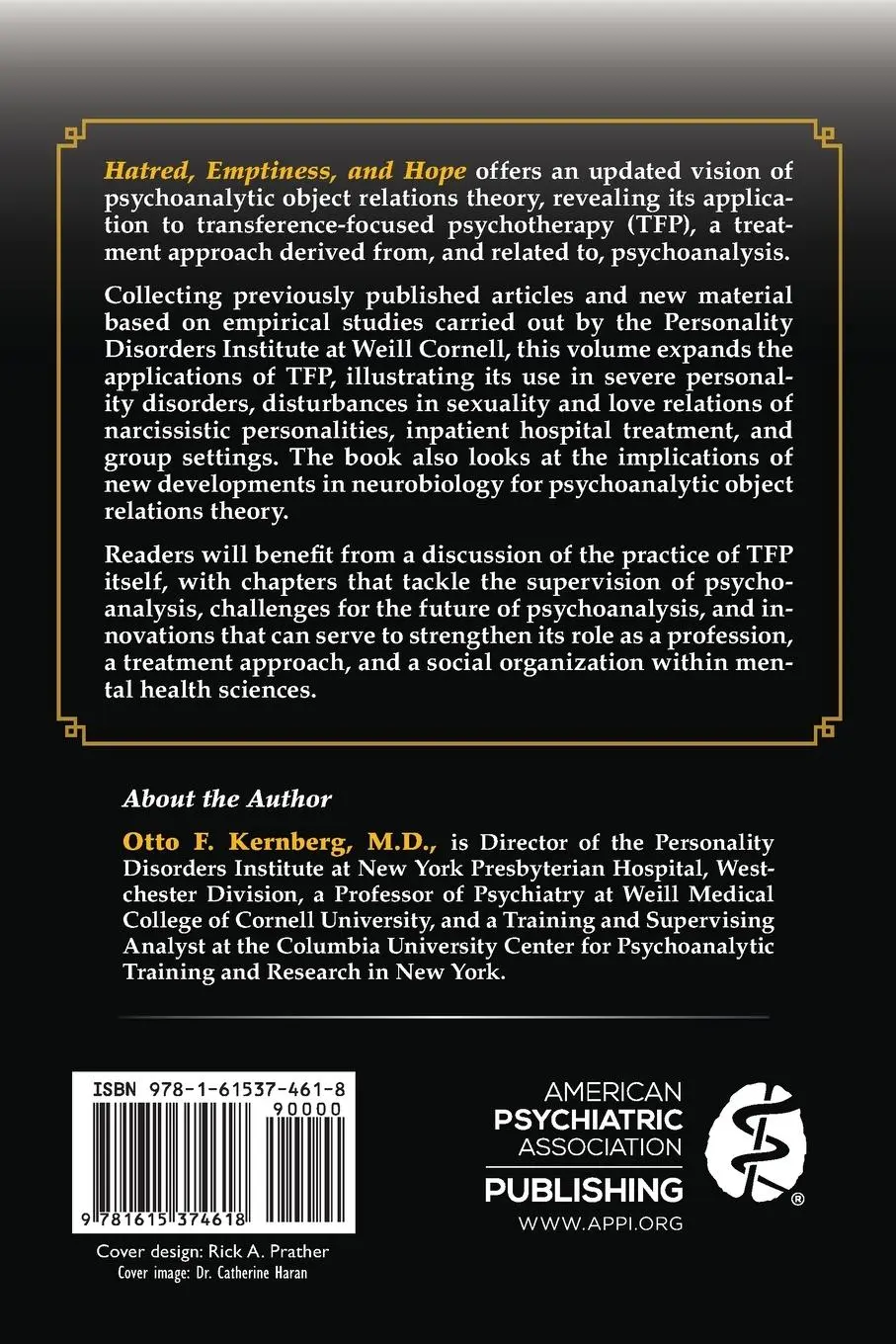 Rückseite: 9781615374618 | Hatred, Emptiness, and Hope | Otto F. Kernberg | Taschenbuch | 2022