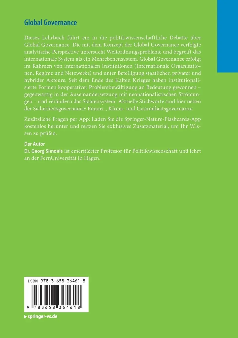 Rückseite: 9783658364618 | Global Governance | Entstehung ¿ Institutionen ¿ Analyse | Simonis