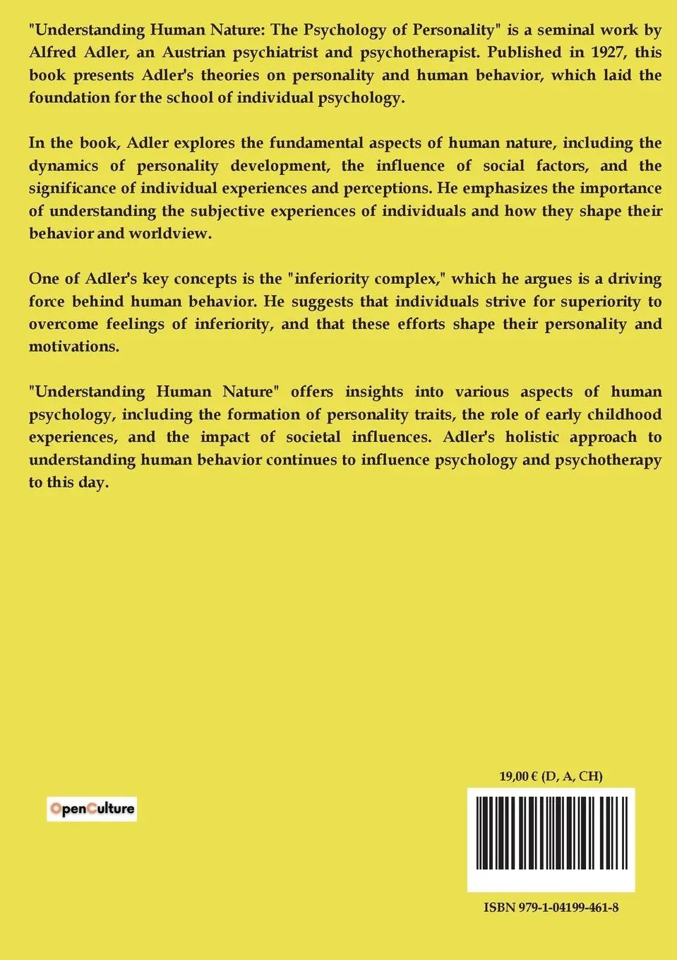 Rückseite: 9791041994618 | Understanding human nature the psychology of personality | Adler
