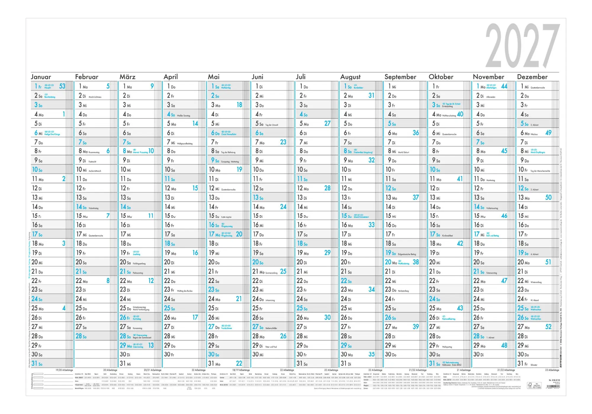 Cover: 4069095014718 | Plakatkalender 12 Mon 1 Stk. gerollt 2027 | KG | Kalender | 1 S.