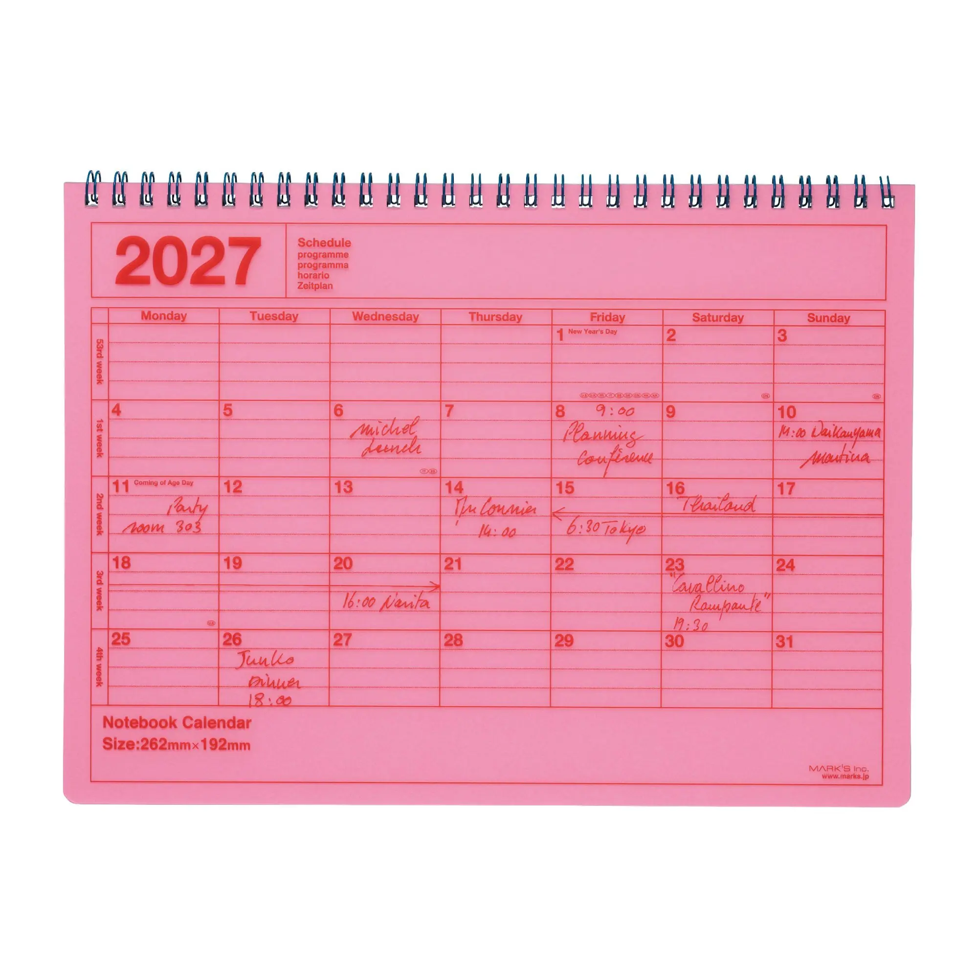 Cover: 4550045164718 | MARK'S 2027 Notebook Calendar M // Neon Pink | MARK'S Inc. | Kalender