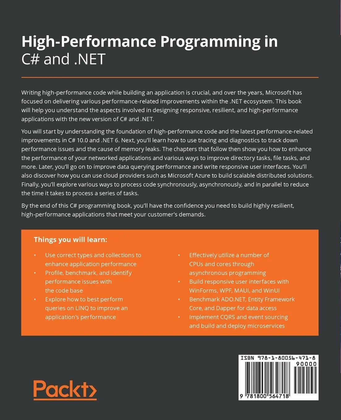 Rückseite: 9781800564718 | High-Performance Programming in C# and .NET | Jason Alls | Taschenbuch