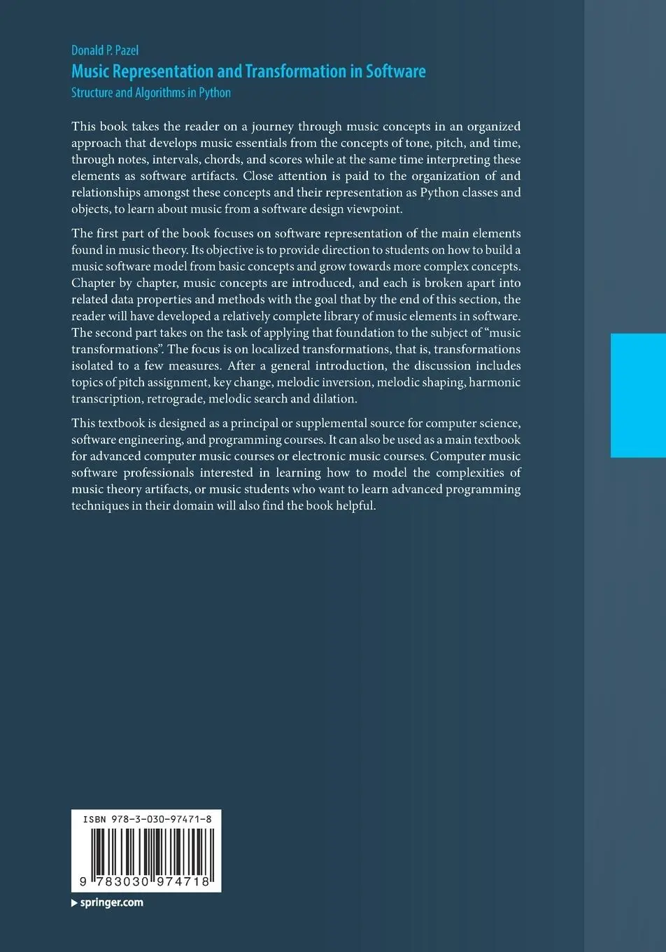 Rückseite: 9783030974718 | Music Representation and Transformation in Software | Donald P. Pazel