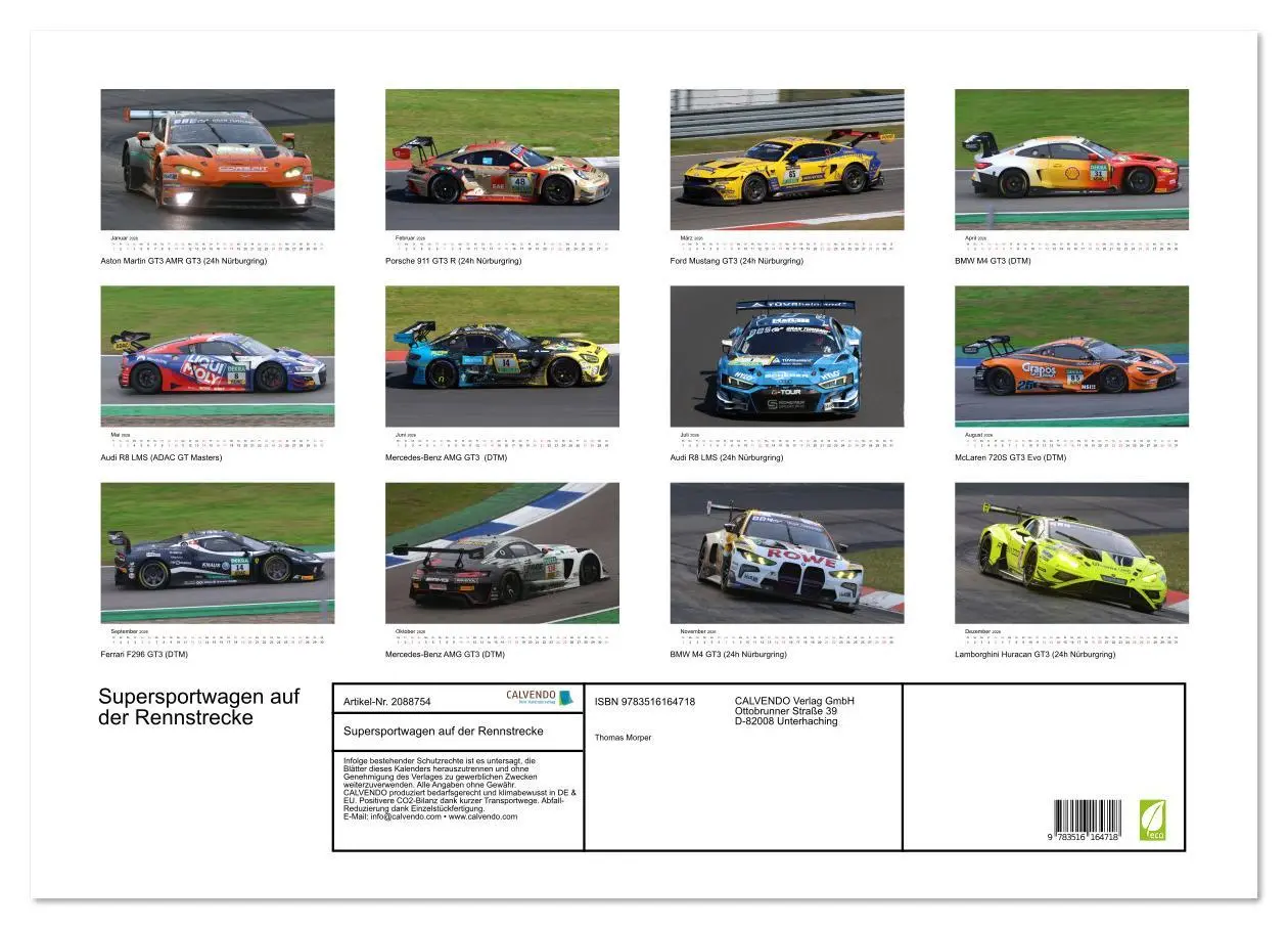 Bild: 9783516164718 | Supersportwagen auf der Rennstrecke (Wandkalender 2026 DIN A2...