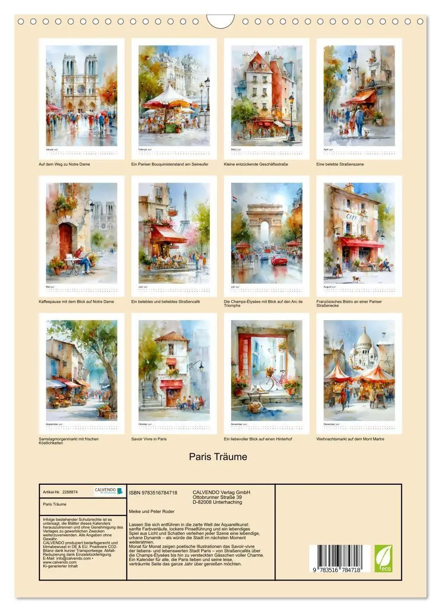 Bild: 9783516784718 | Paris Träume (Wandkalender 2027 DIN A3 hoch), CALVENDO Monatskalender