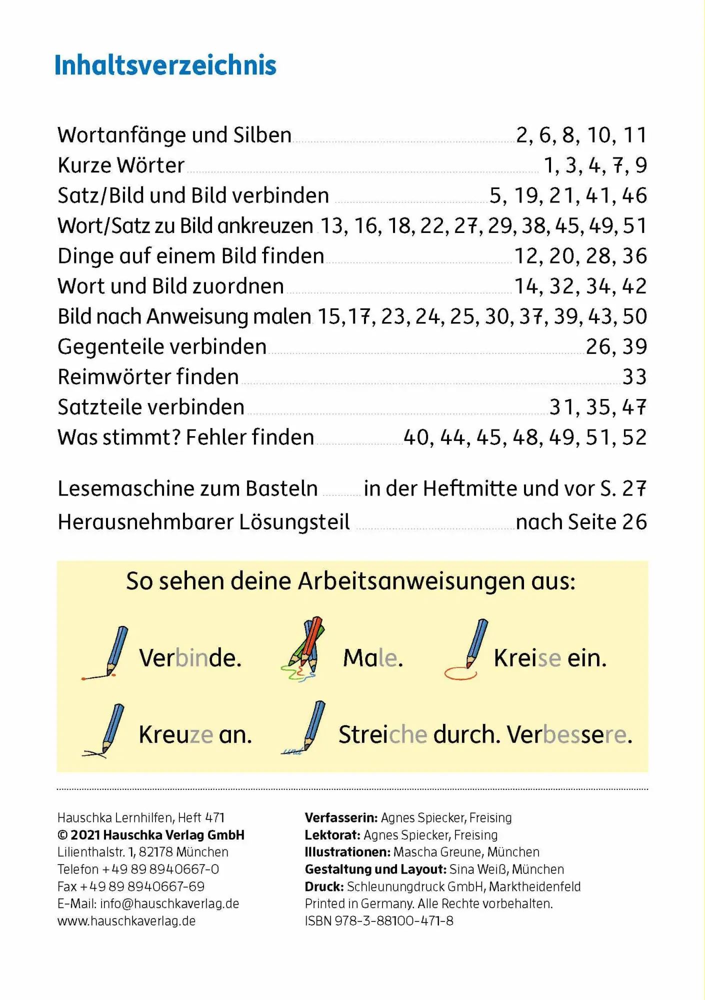 Bild: 9783881004718 | Mein Übungsheft Lesen 1. Klasse - Vom Wort zum Satz | Agnes Spiecker