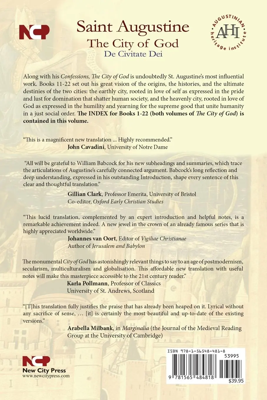 Rückseite: 9781565484818 | City of God (Books 11-22) | De Civitate Dei | Saint Augustine | Buch