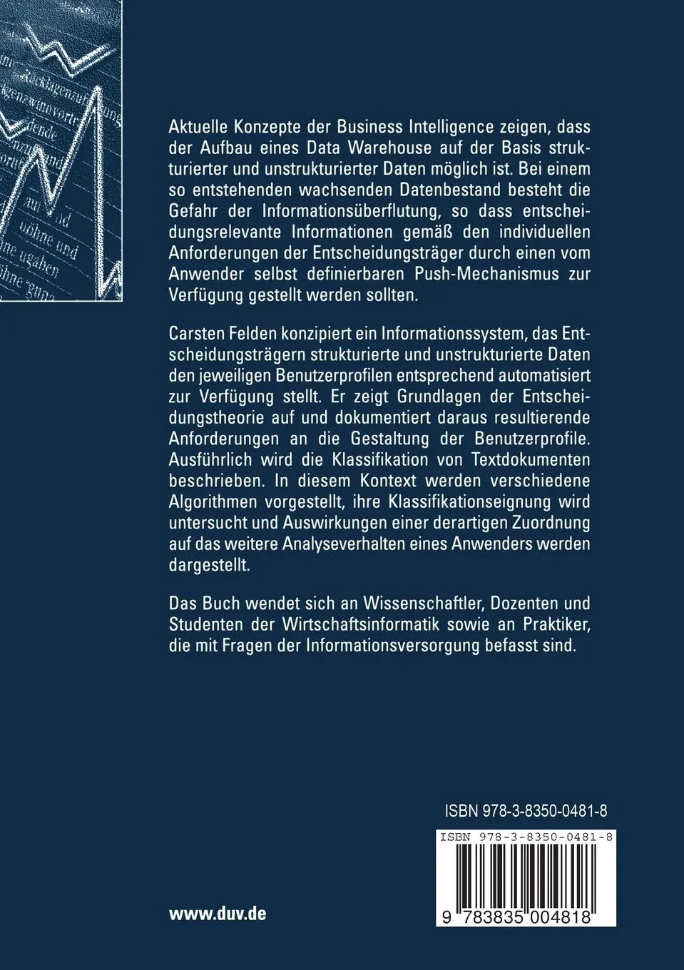 Rückseite: 9783835004818 | Personalisierung der Informationsversorgung in Unternehmen | Felden