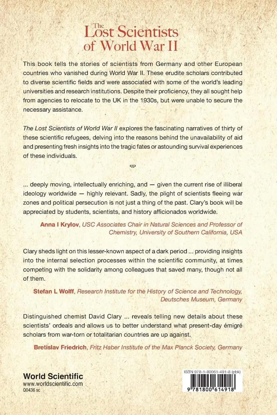 Rückseite: 9781800614918 | LOST SCIENTISTS OF WORLD WAR II, THE | David C Clary | Taschenbuch