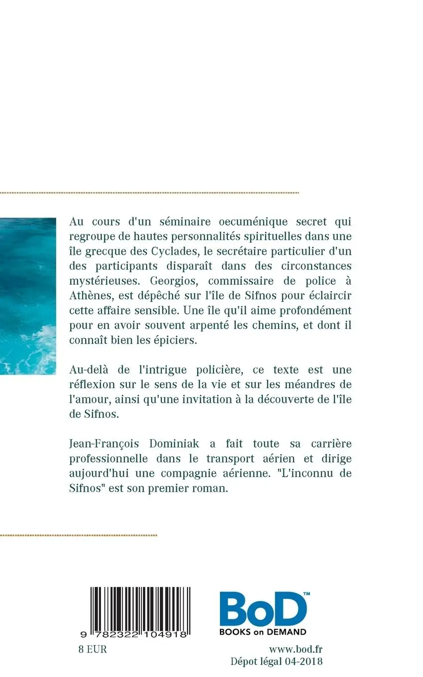Rückseite: 9782322104918 | L'inconnu de Sifnos | Jean-François Dominiak | Taschenbuch | 144 S.