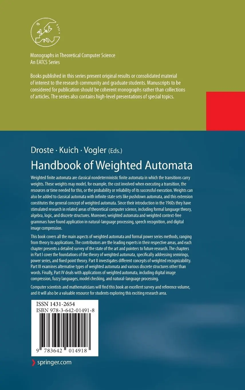 Rückseite: 9783642014918 | Handbook of Weighted Automata | Manfred Droste (u. a.) | Buch | xvii
