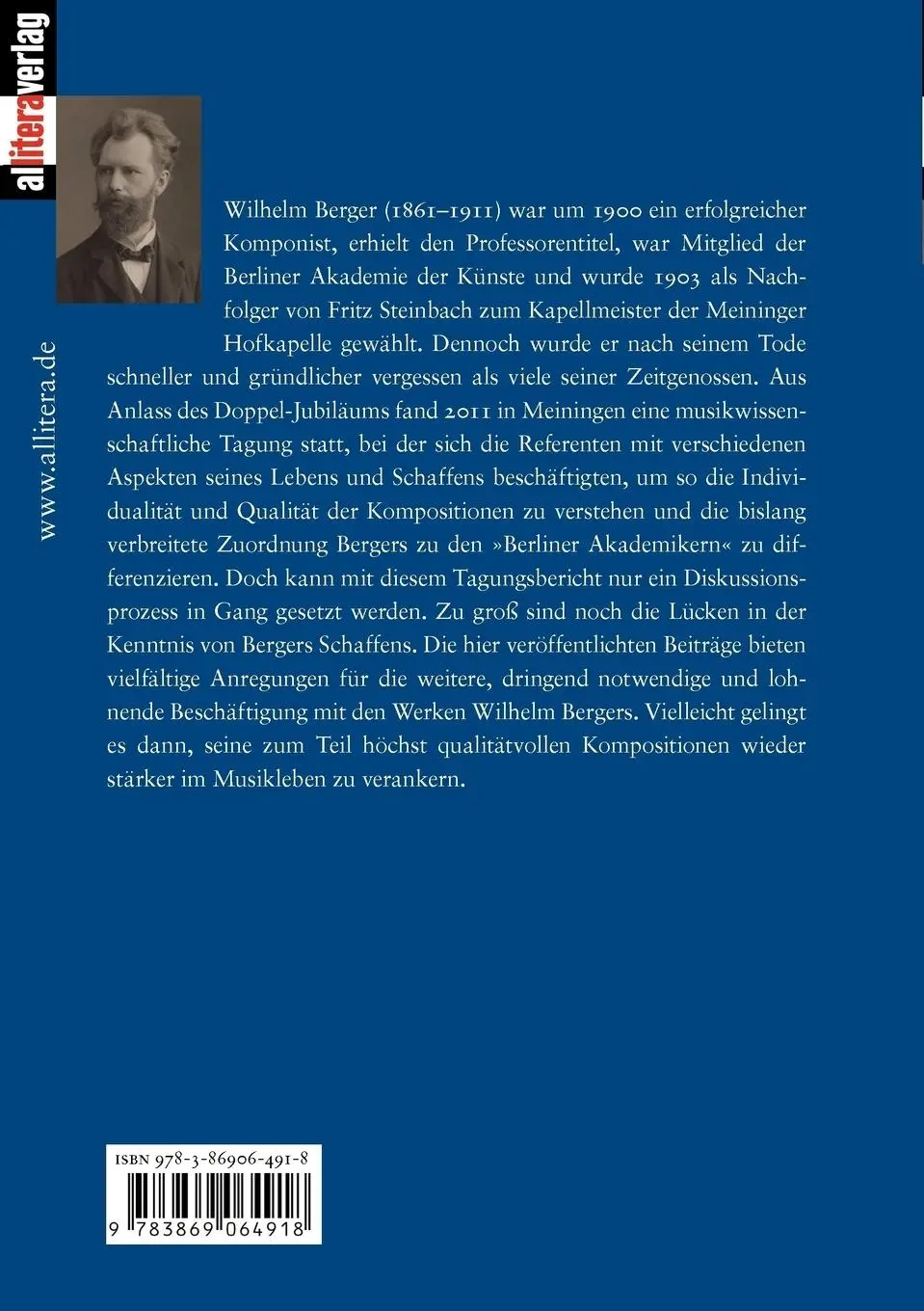 Rückseite: 9783869064918 | Wilhelm Berger (1861-1911) Komponist ¿ Dirigent ¿ Pianist | Buch