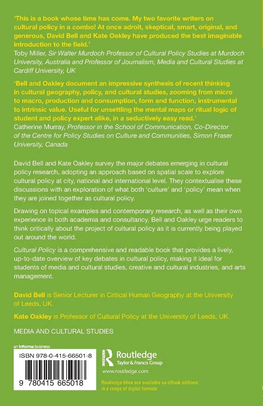 Rückseite: 9780415665018 | Cultural Policy | David Bell (u. a.) | Taschenbuch | Englisch | 2014