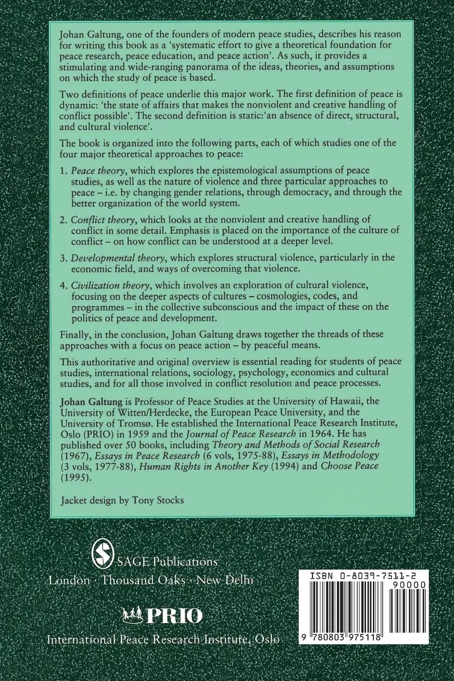 Rückseite: 9780803975118 | Peace by Peaceful Means | Johan Galtung | Taschenbuch | Englisch