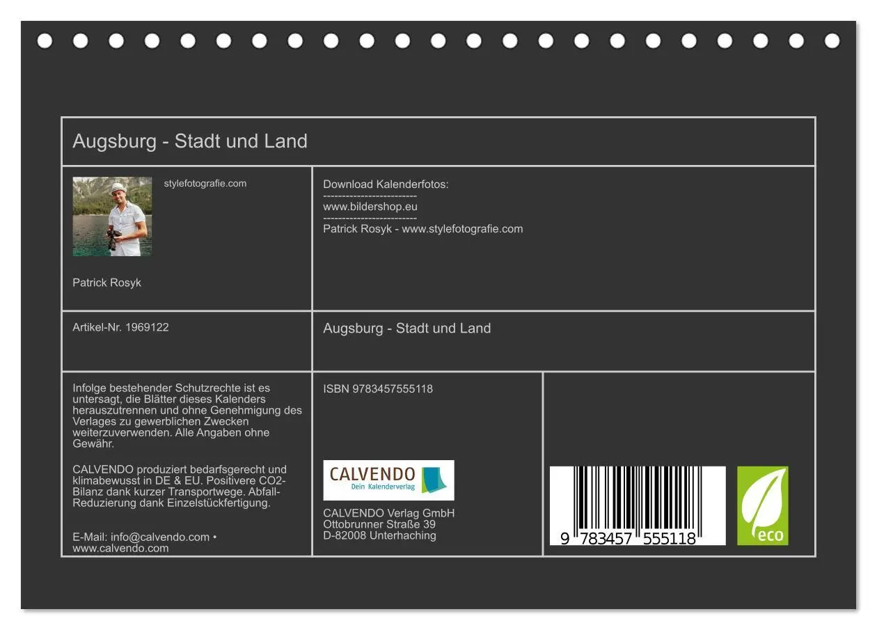 Bild: 9783457555118 | Augsburg - Stadt und Land (Tischkalender 2026 DIN A5 quer),...