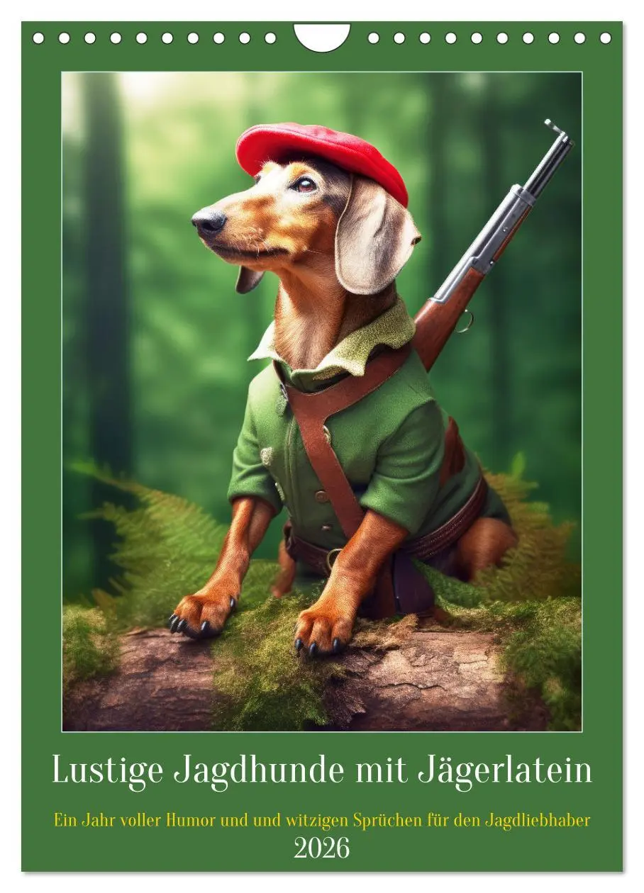 Cover: 9783516265118 | Lustige Jagdhunde mit Jägerlatein (Wandkalender 2026 DIN A4 hoch),...