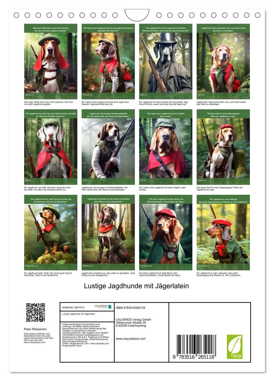 Bild: 9783516265118 | Lustige Jagdhunde mit Jägerlatein (Wandkalender 2026 DIN A4 hoch),...