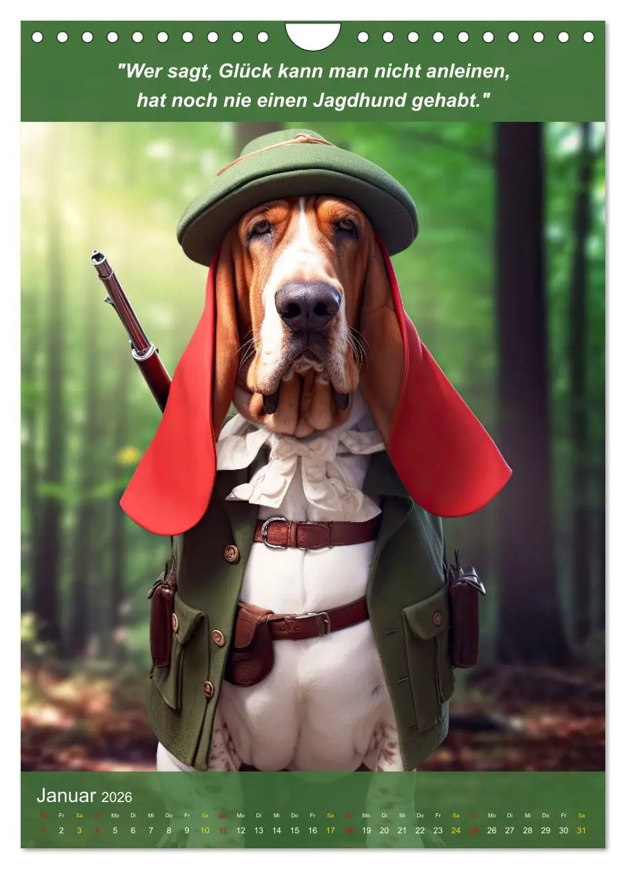 Bild: 9783516265118 | Lustige Jagdhunde mit Jägerlatein (Wandkalender 2026 DIN A4 hoch),...