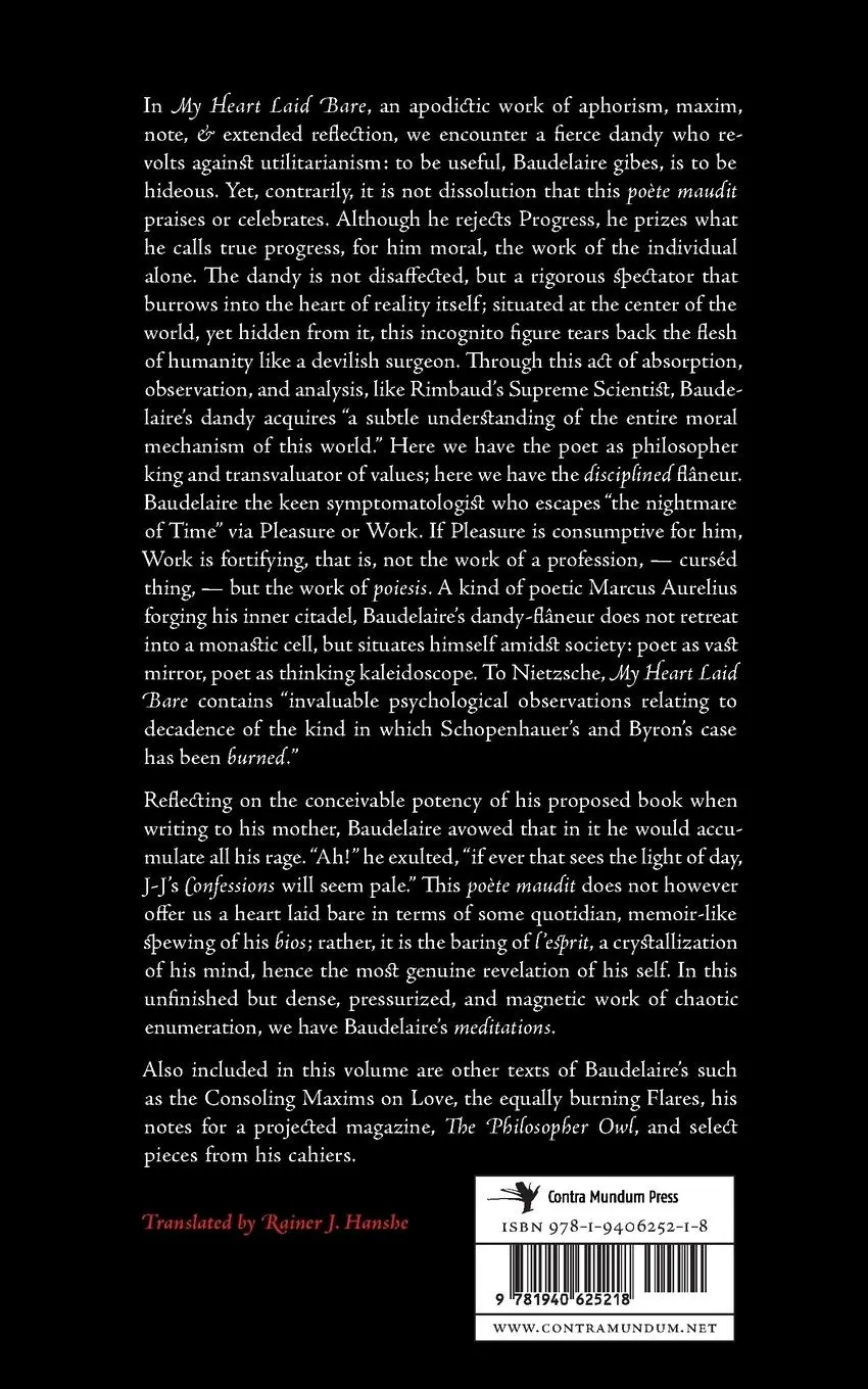 Rückseite: 9781940625218 | My Heart Laid Bare | &amp; other texts | Charles Baudelaire | Taschenbuch