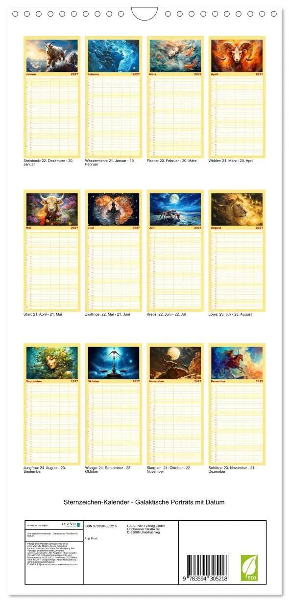Bild: 9783594305218 | Familienplaner 2027 - Sternzeichen-Kalender - Galaktische Porträts...