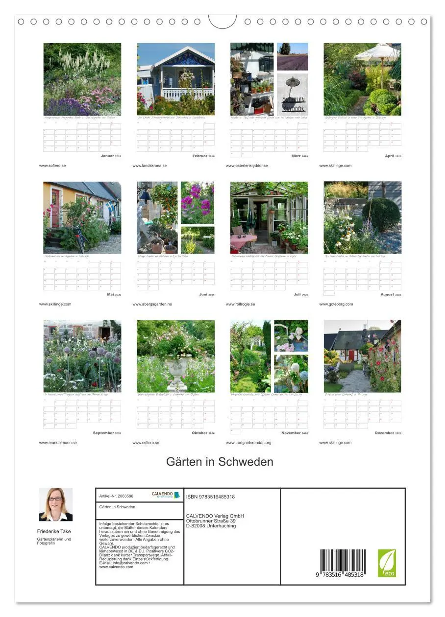 Bild: 9783516485318 | Gärten in Schweden (Wandkalender 2026 DIN A3 hoch), CALVENDO...