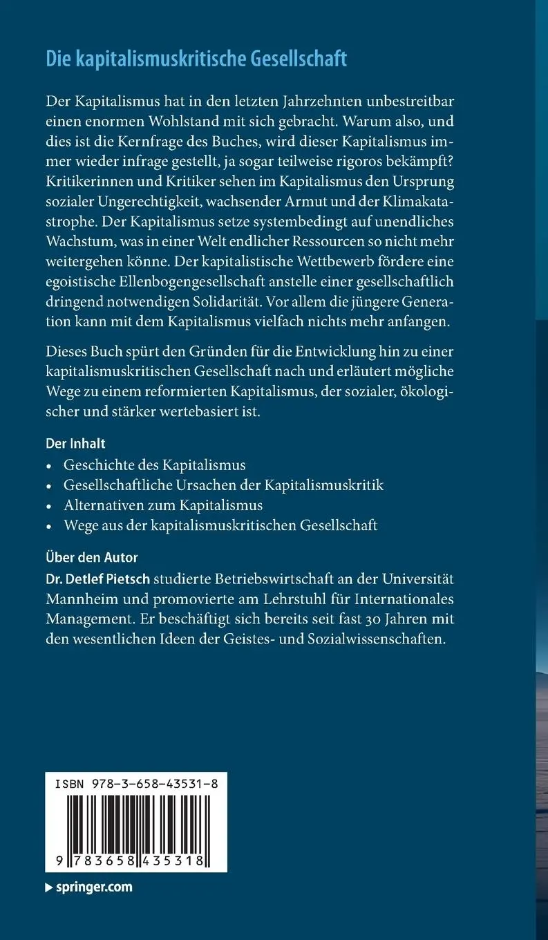 Rückseite: 9783658435318 | Die kapitalismuskritische Gesellschaft | Detlef Pietsch | Buch | xii