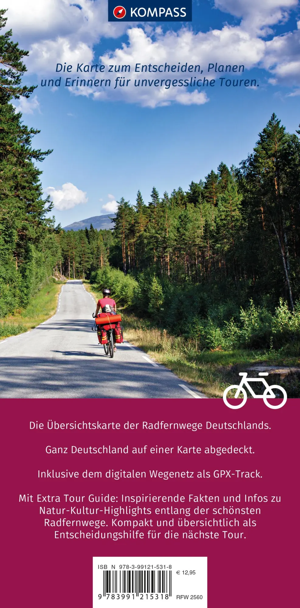 Rückseite: 9783991215318 | KOMPASS Radfernwegekarte Radfernwege Deutschland 1:550.000 | GmbH