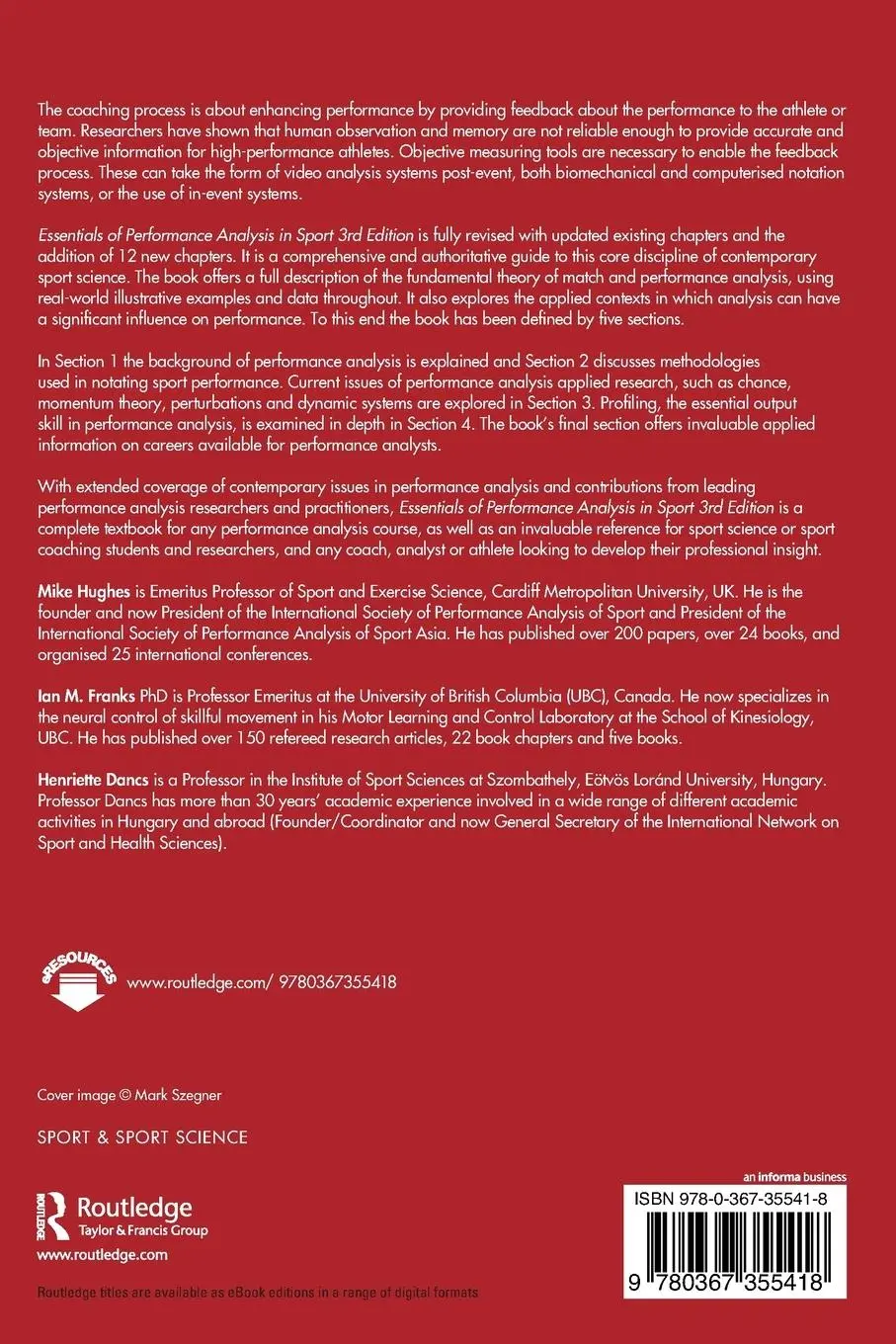 Rückseite: 9780367355418 | Essentials of Performance Analysis in Sport | Third edition | Buch