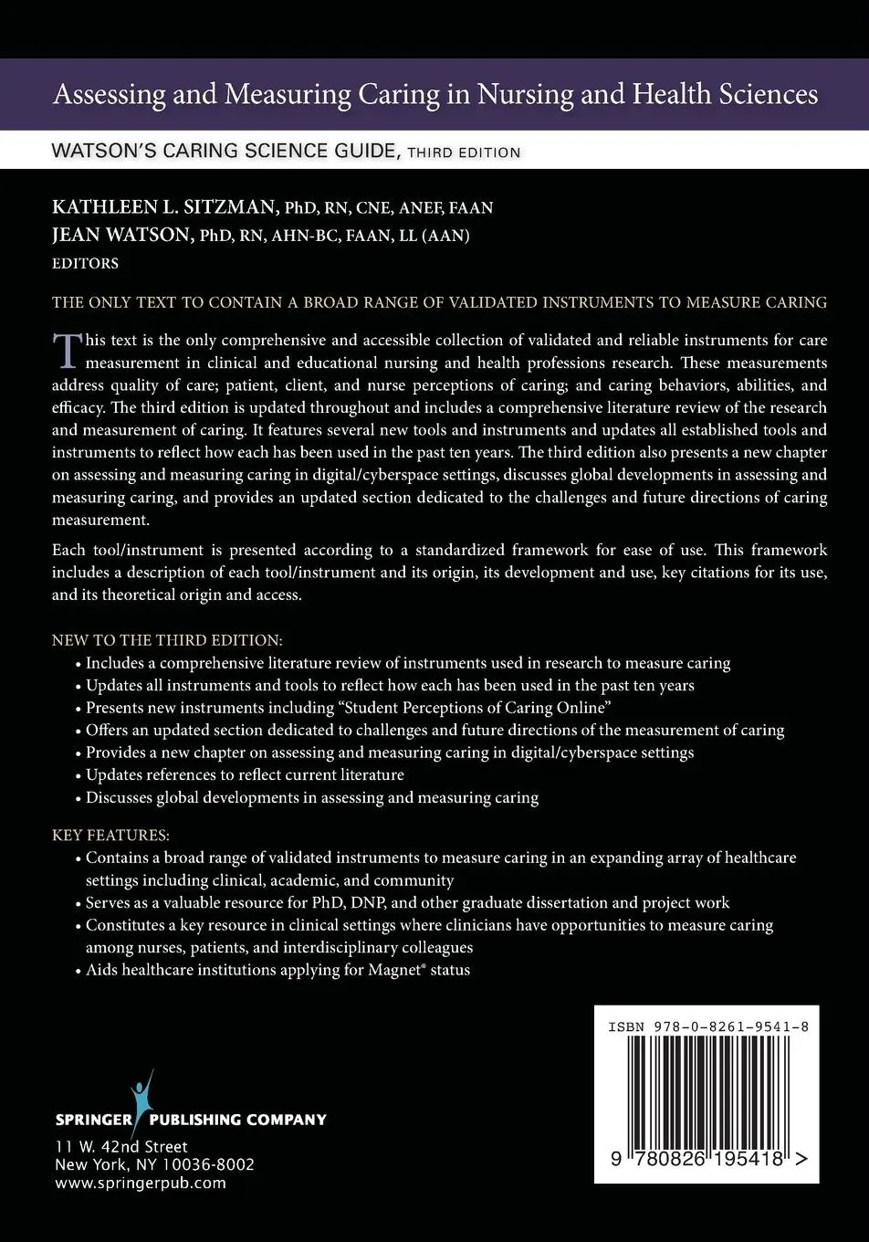 Rückseite: 9780826195418 | Assessing and Measuring Caring in Nursing and Health Sciences | Buch