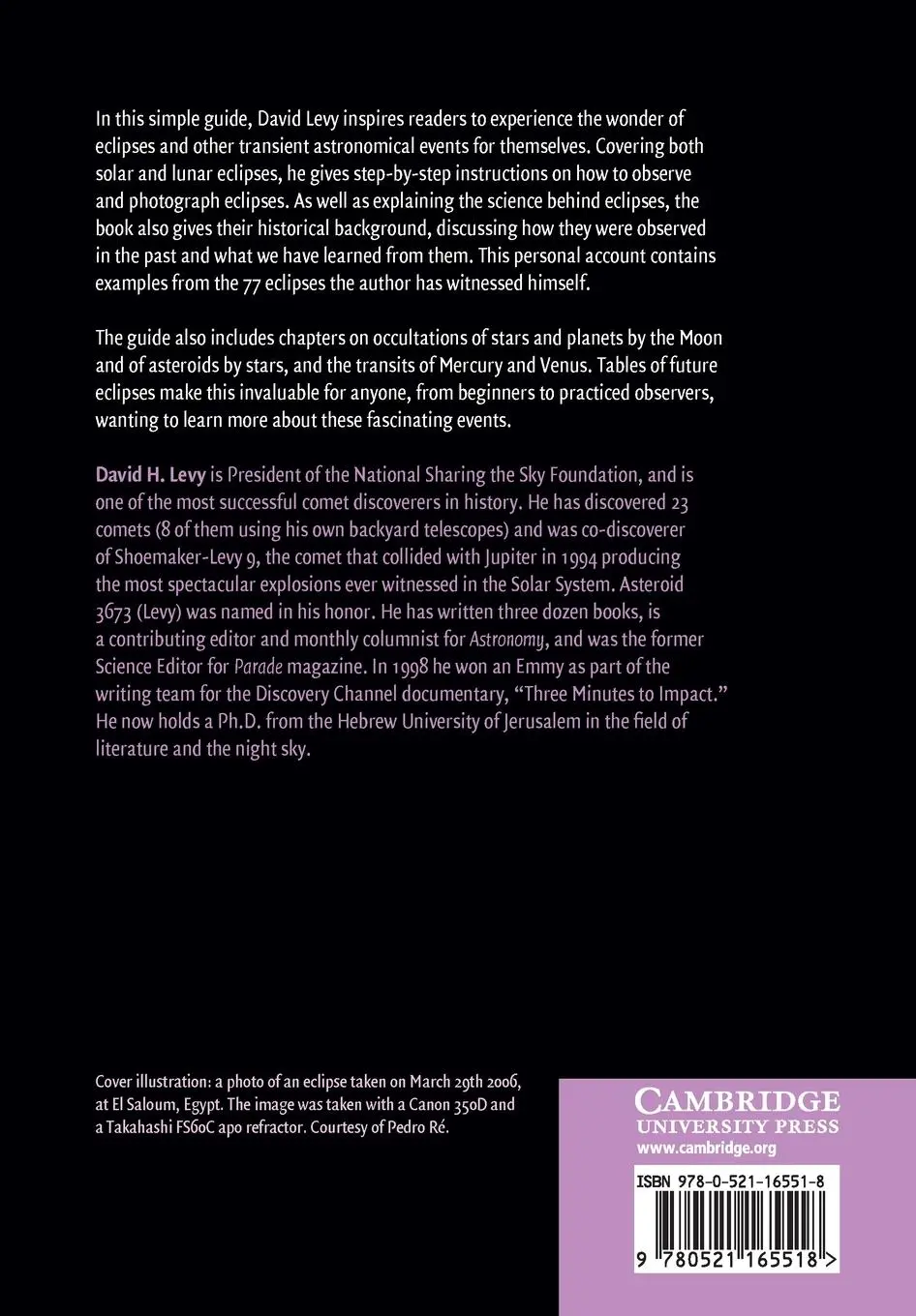 Rückseite: 9780521165518 | David Levy's Guide to Eclipses, Transits, and Occultations | Levy