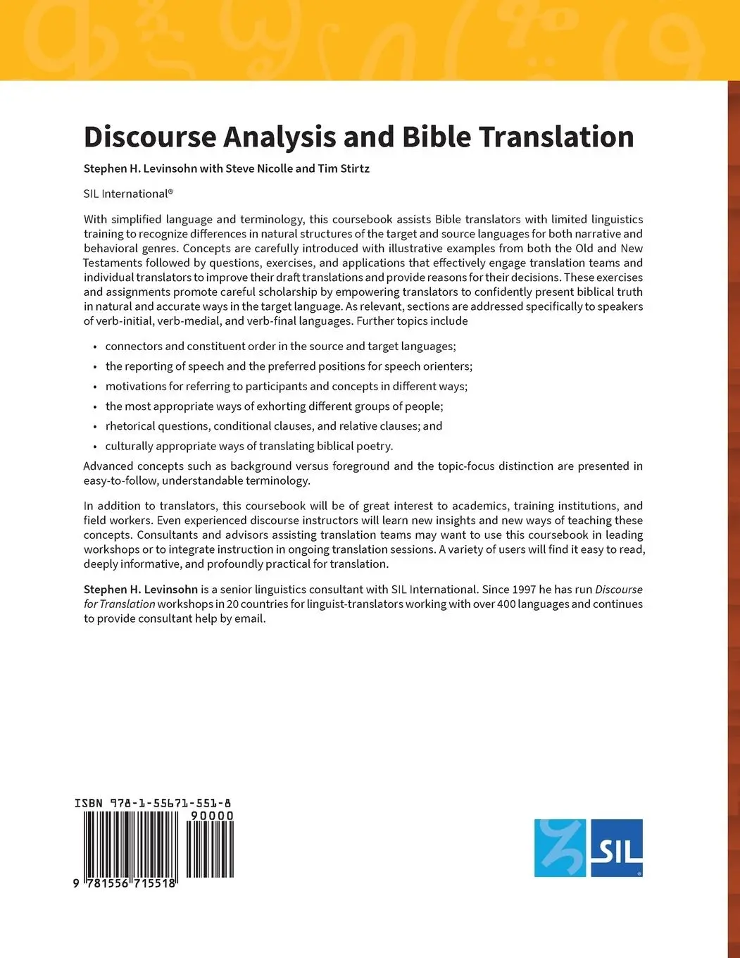 Rückseite: 9781556715518 | Discourse Analysis and Bible Translation | Stephen H Levinsohn (u. a.)