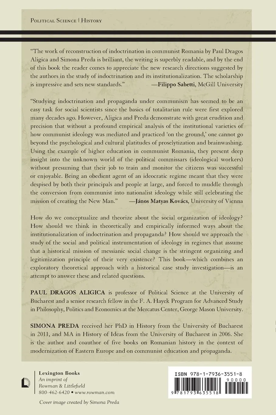 Rückseite: 9781793635518 | Institutionalization of Indoctrination | Paul Dragos Aligica (u. a.)