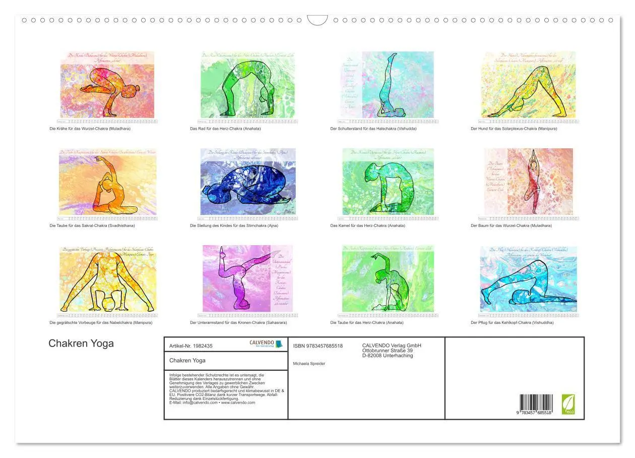 Bild: 9783457685518 | Chakren Yoga (Wandkalender 2026 DIN A2 quer), CALVENDO Monatskalender