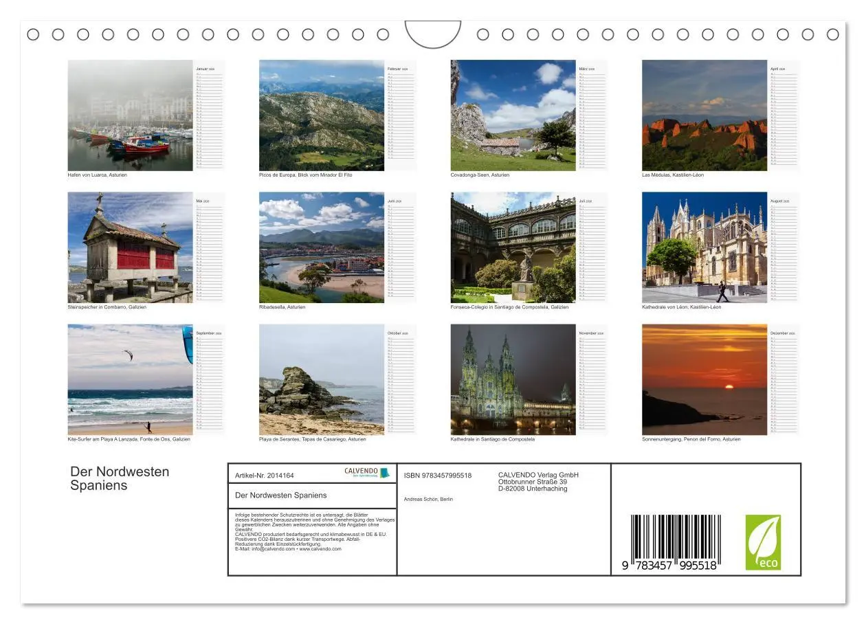 Bild: 9783457995518 | Der Nordwesten Spaniens (Wandkalender 2026 DIN A4 quer), CALVENDO...