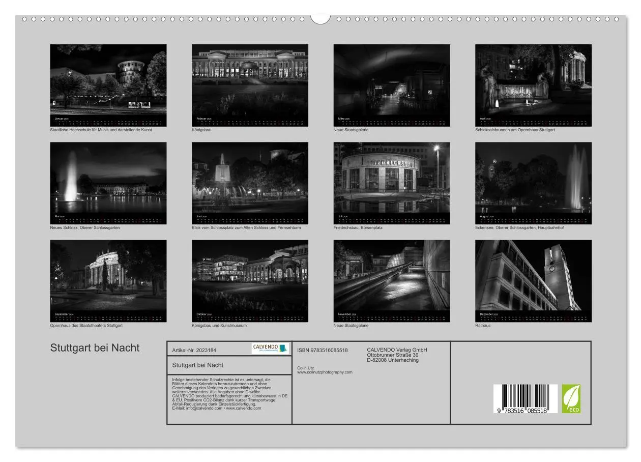 Bild: 9783516085518 | Stuttgart bei Nacht (hochwertiger Premium Wandkalender 2026 DIN A2...