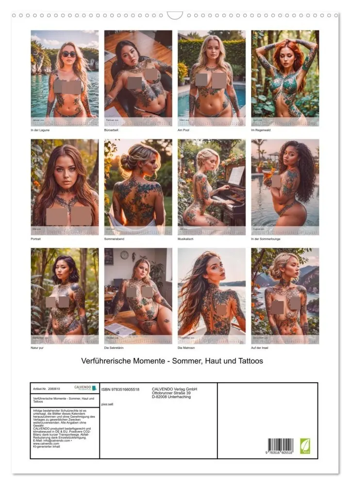 Bild: 9783516605518 | Verführerische Momente - Sommer, Haut und Tattoos (Wandkalender...