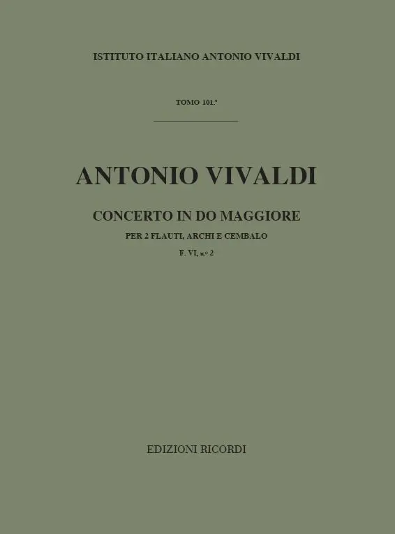 Cover: 9790041905518 | Concerto per 2 Flauti, Archi e BC in Do Rv 533 | F.Vi-2 - Tomo 101