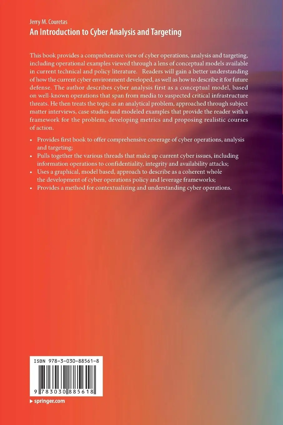 Rückseite: 9783030885618 | An Introduction to Cyber Analysis and Targeting | Jerry M. Couretas