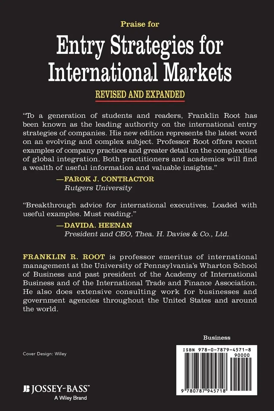 Rückseite: 9780787945718 | Entry Strategies for International Markets | Franklin R Root | Buch