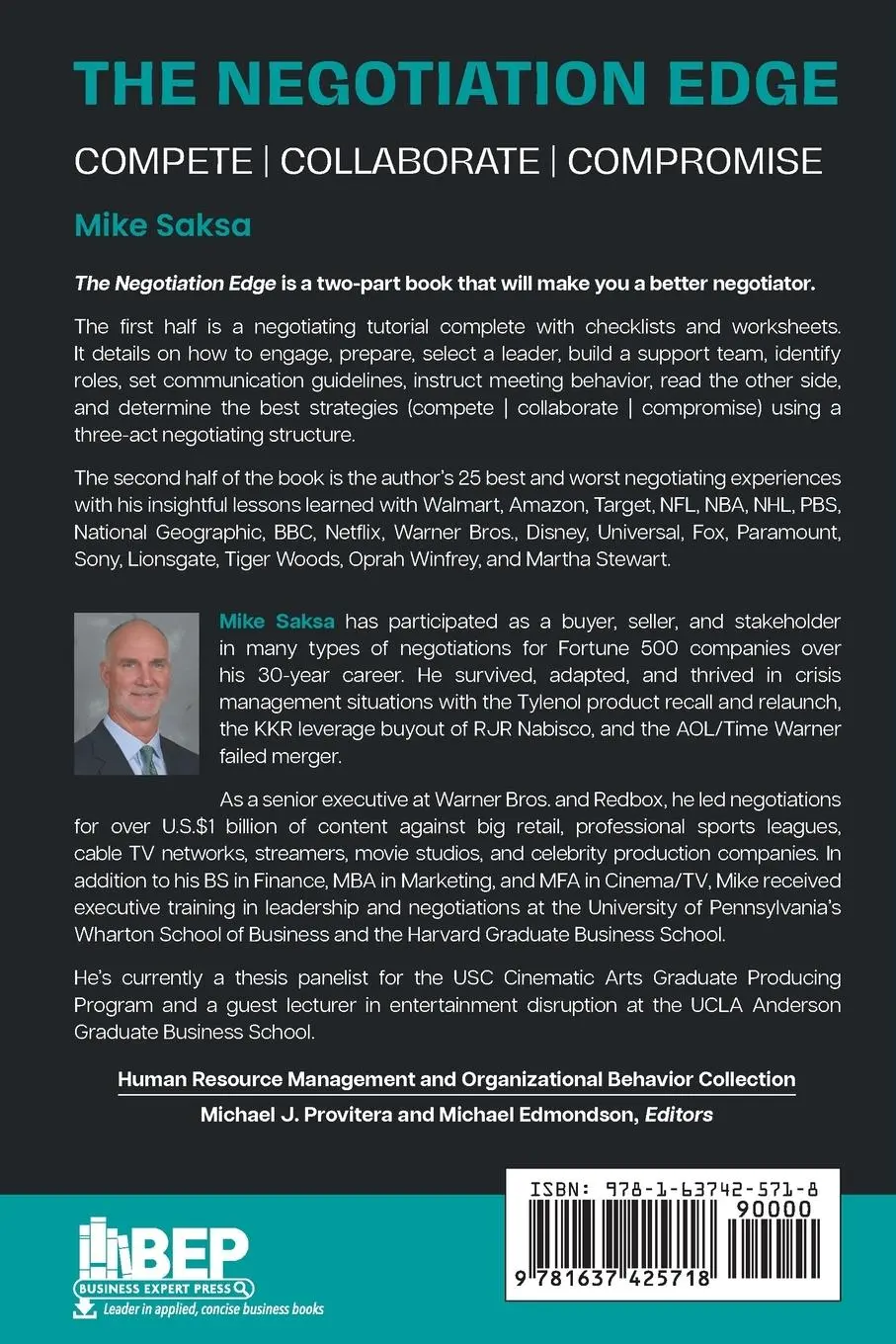 Rückseite: 9781637425718 | The Negotiation Edge | Compete Collaborate Compromise | Michael Saksa
