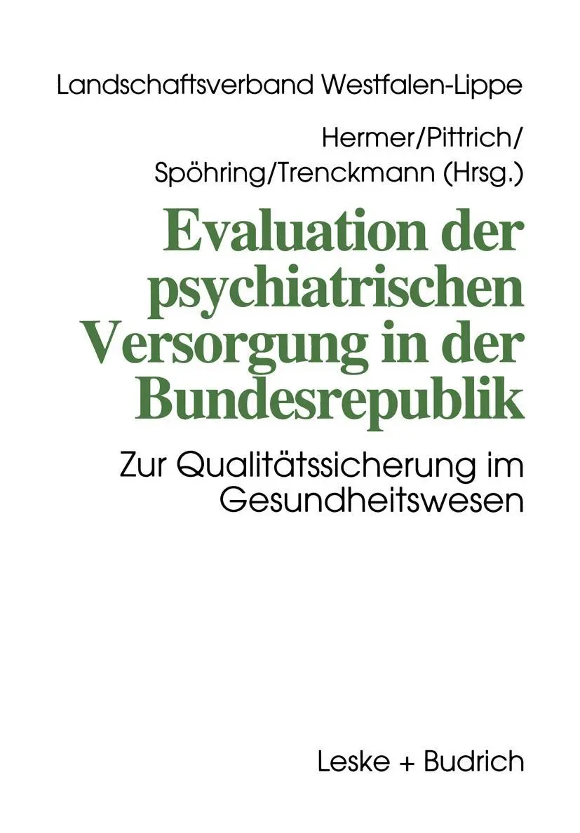 Cover: 9783322925718 | Evaluation der psychiatrischen Versorgung in der Bundesrepublik | Buch Cover: 9783322925718 | Evaluation der psychiatrischen Versorgung in der Bundesrepublik | Buch