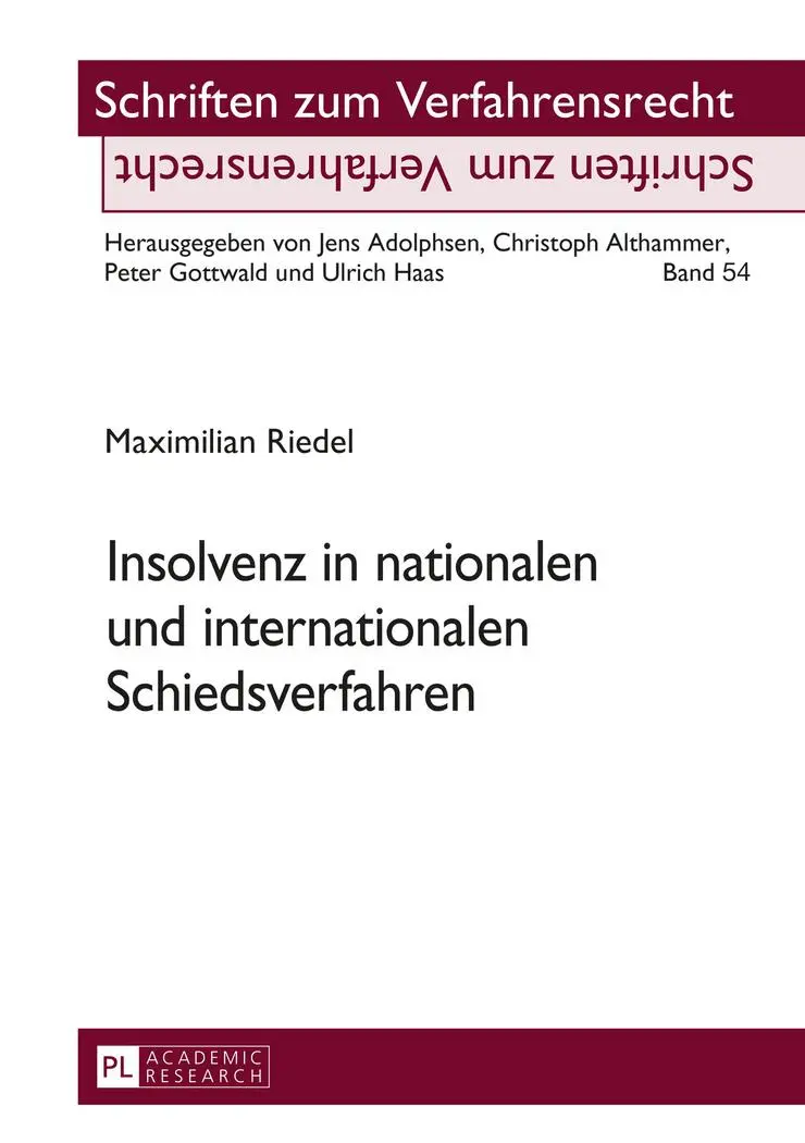 Cover: 9783631665718 | Insolvenz in nationalen und internationalen Schiedsverfahren | Riedel