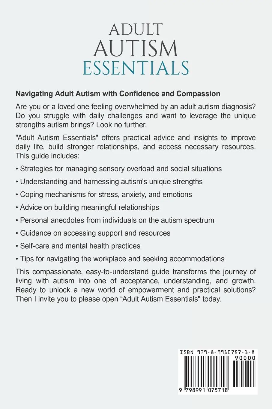 Rückseite: 9798991075718 | Adult Autism Essentials | Jason Jones | Taschenbuch | Englisch | 2024
