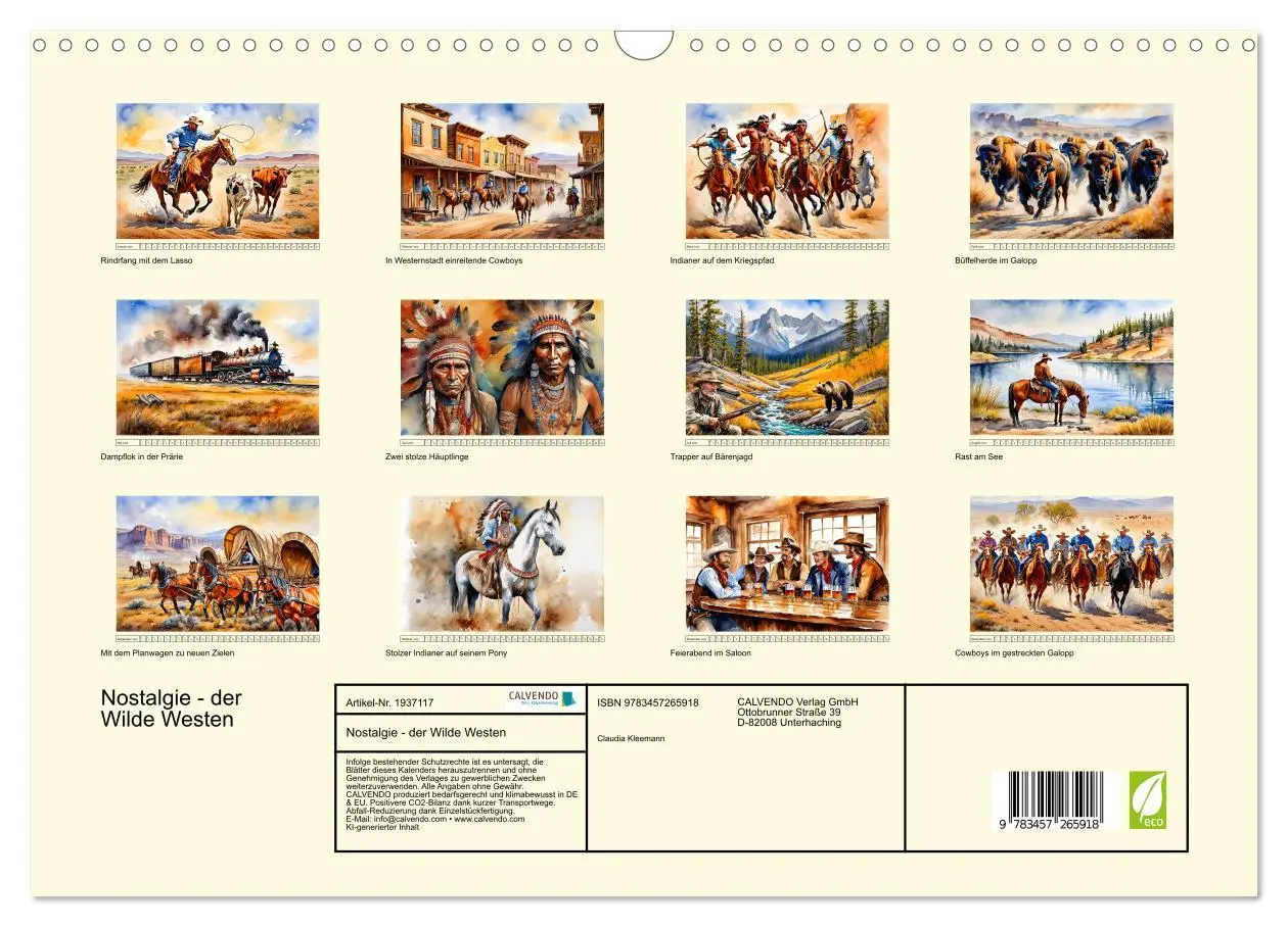 Bild: 9783457265918 | Nostalgie - der Wilde Westen (Wandkalender 2026 DIN A3 quer),...