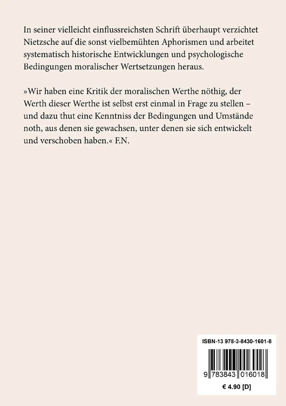 Rückseite: 9783843016018 | Zur Genealogie der Moral | Eine Streitschrift | Friedrich Nietzsche
