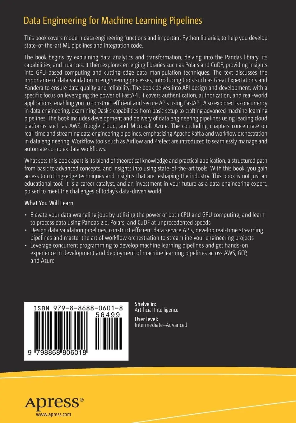 Rückseite: 9798868806018 | Data Engineering for Machine Learning Pipelines | Narayanan | Buch